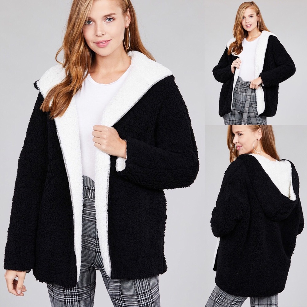 Reversible Black & White Faux Fur Jacket